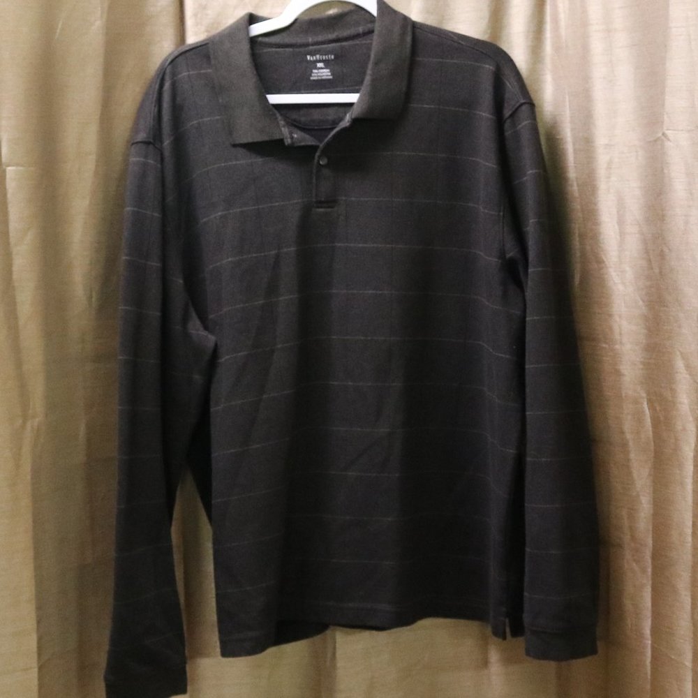 Van Heusen Men's Brown Long Sleeved Knit Polo